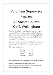 All saints church volunteer supervisor conv 1